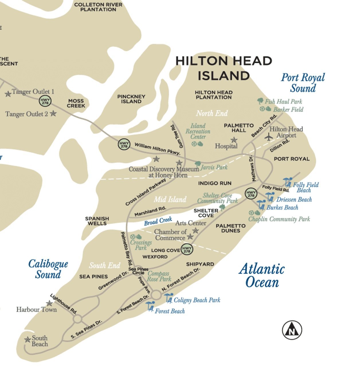 map of Hilton Head Island beaches